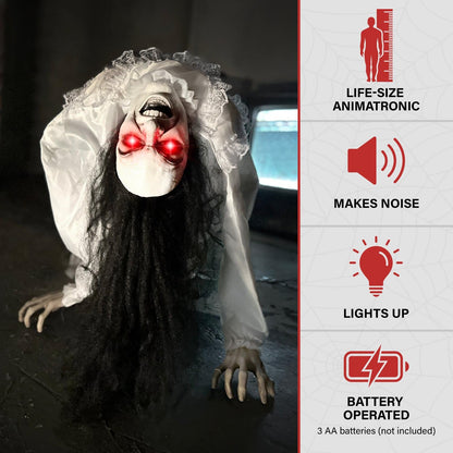 Haunted Hill Farm 3.0-Ft. Life-Size Animatronic Possessed Woman