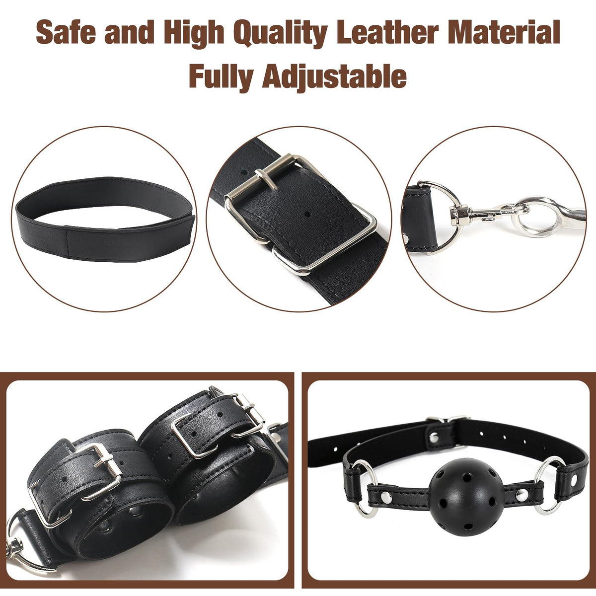BDSM Anal Hook Sex Toys Neck to Wrist Bondage Set with Ball Gag for Couple