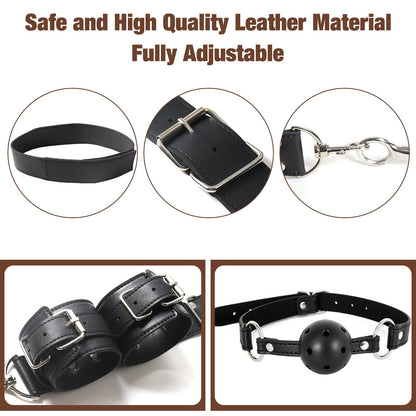 BDSM Anal Hook Sex Toys Neck to Wrist Bondage Set with Ball Gag for Couple