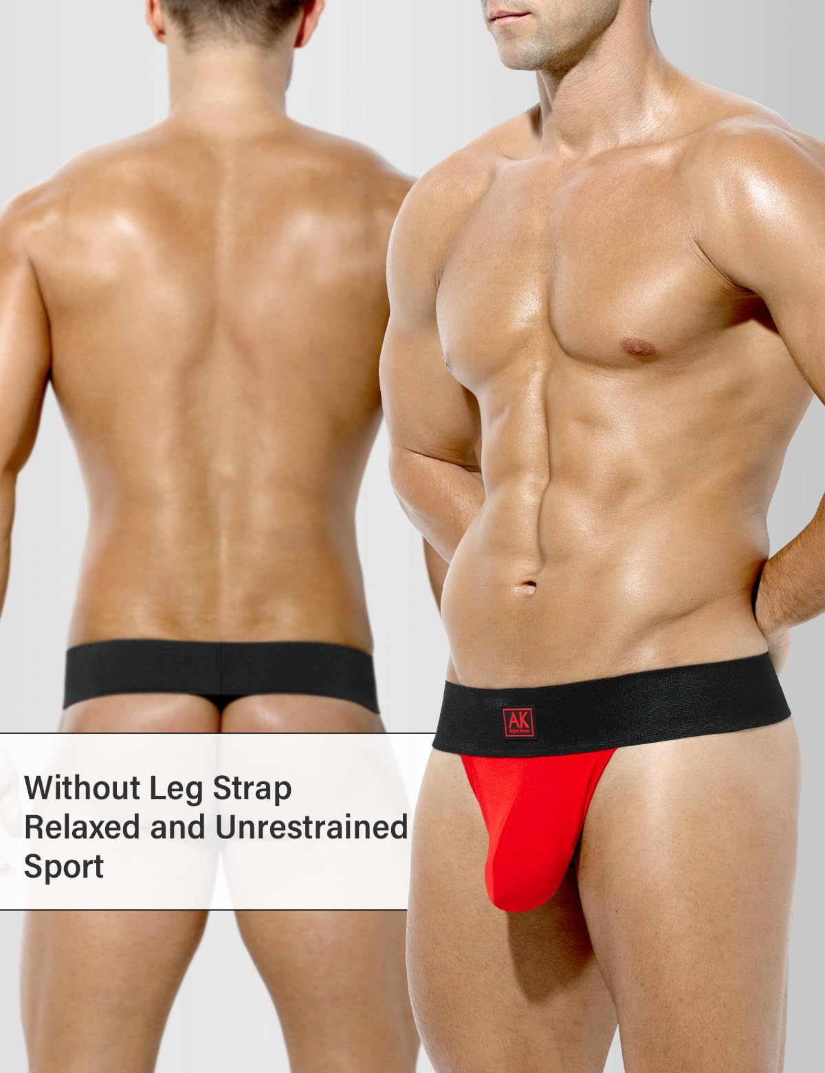 Arjen Kroos Jock Strap-Free Back for Men Thong Dual Pouch Underwear Jockstraps Modal Athletic Supporter,RED,Large