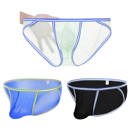 Mens Underwear Briefs Pack Silk Sexy Panties Pouch Bikini Low Rise Mesh XL