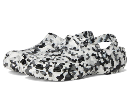 Crocs Unisex Classic Marbled Tie-Dye Clog, Black/White Confetti, 12 Women/10 Men, Medium