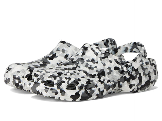 Crocs Unisex Classic Marbled Tie-Dye Clog, Black/White Confetti, 12 Women/10 Men, Medium