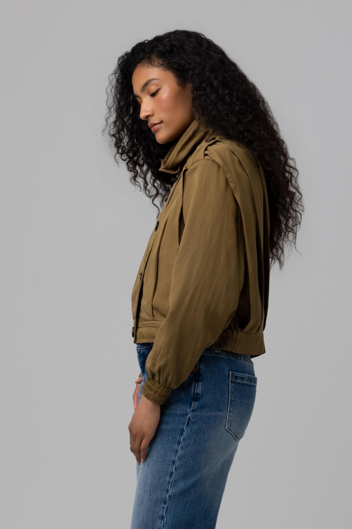 Blank NYC Women's Secret Sauce Pleated Jacket, Olive, X-Small