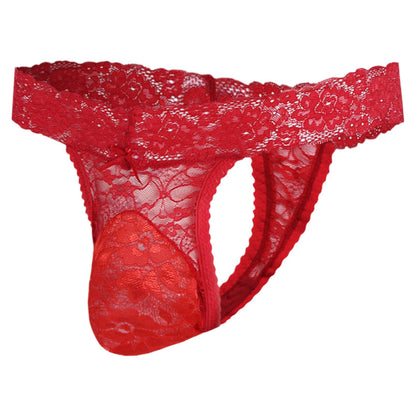 GNFVQLLE Lace Frilly Sissy Panties Femboy Mens Thong Sexy Underwear Male Lingerie Girly Clothes Feminine Outfit Red