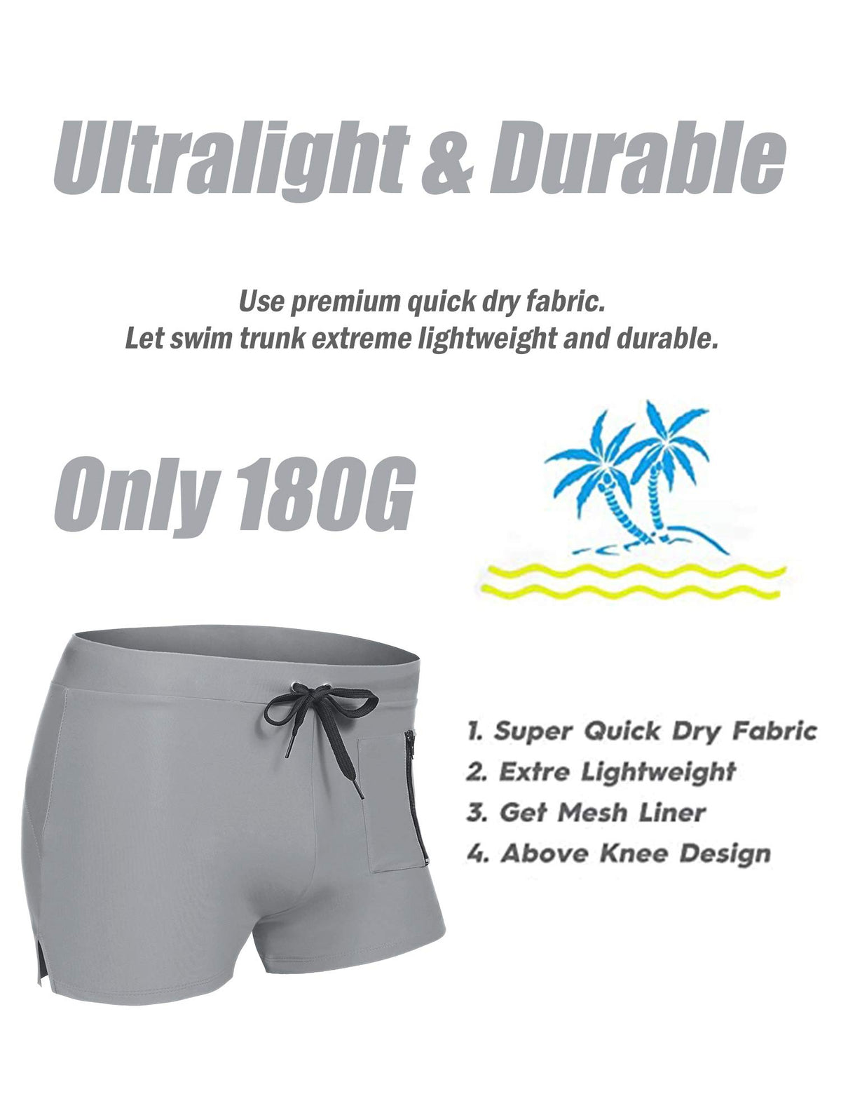 COOFANDY Mens Swim Trunks Bathing Suit Swim Brief Square Leg Board Short