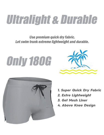COOFANDY Mens Swim Trunks Bathing Suit Swim Brief Square Leg Board Short