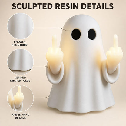 Lanenow Middle Finger Ghost Light, Warm LED Halloween Wall Decor