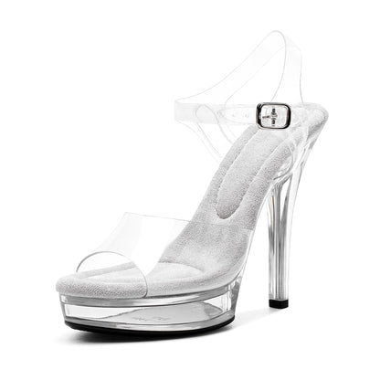 Women's Clear Platform Heels - Sexy Exotic Heels with Ankle Strap, Comfortable Pole Dancing Shoes for Party, Club, and Model Competition Stilettos