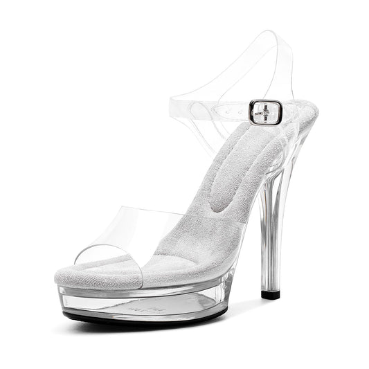 Women's Clear Platform Heels - Sexy Exotic Heels with Ankle Strap, Comfortable Pole Dancing Shoes for Party, Club, and Model Competition Stilettos
