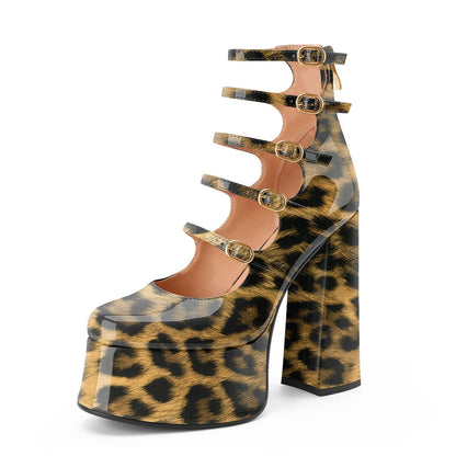 Women's Chunky Platform Heels Mary Janes Close Toe Ankle Goth Boots