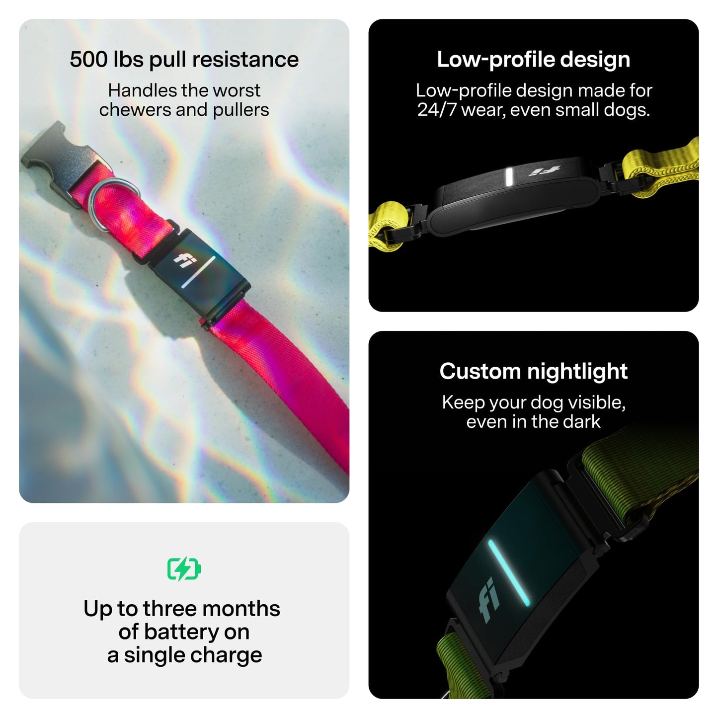 New Fi Series 3+ Smart Dog Tracker Collar [12 Month Membership Included] GPS Tracker for Dogs with Health & Behavior Monitoring, Escape Alerts, Waterproof, LED, Apple Watch Compatible (Pink, Large)