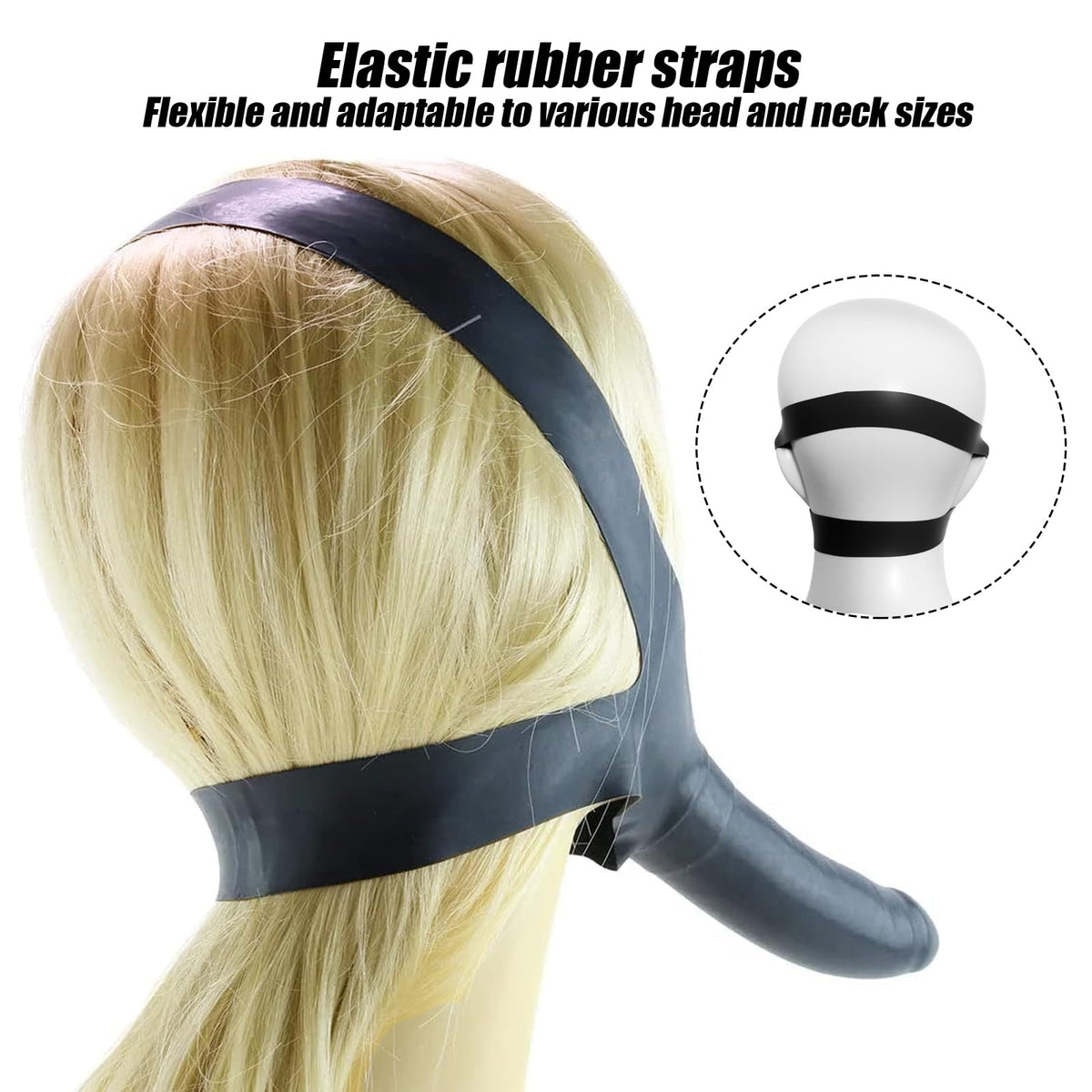 Strap On Dildo, Wearable Latex Dildo Plug, Face Strap-On Latex Mouth Gag with Dildos, Bondage SM Sex Toy for Couples
