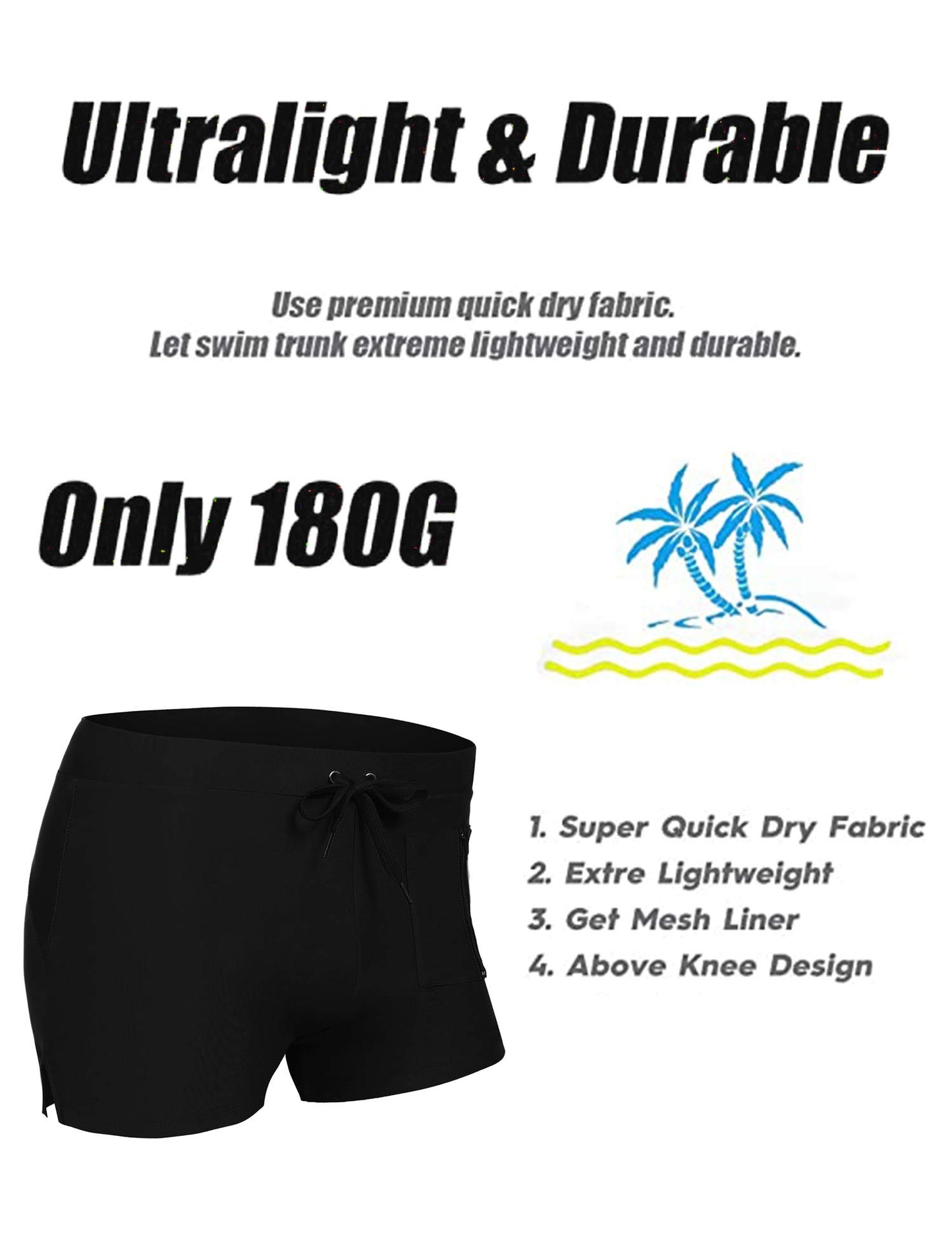COOFANDY Mens Swim Trunks Bathing Suit Swim Brief Square Leg Board Short