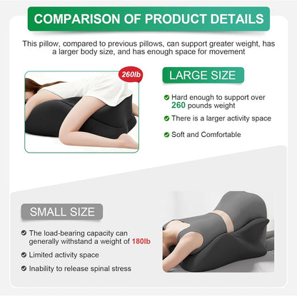 Extra-Large 27° Degree Memory Foam Ergonomic Prone Couples Pillow for Intimacy