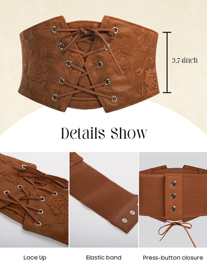Scarlet Darkness Renaissance Pirate Corset Belt Lace Up Waist Cincher Belts