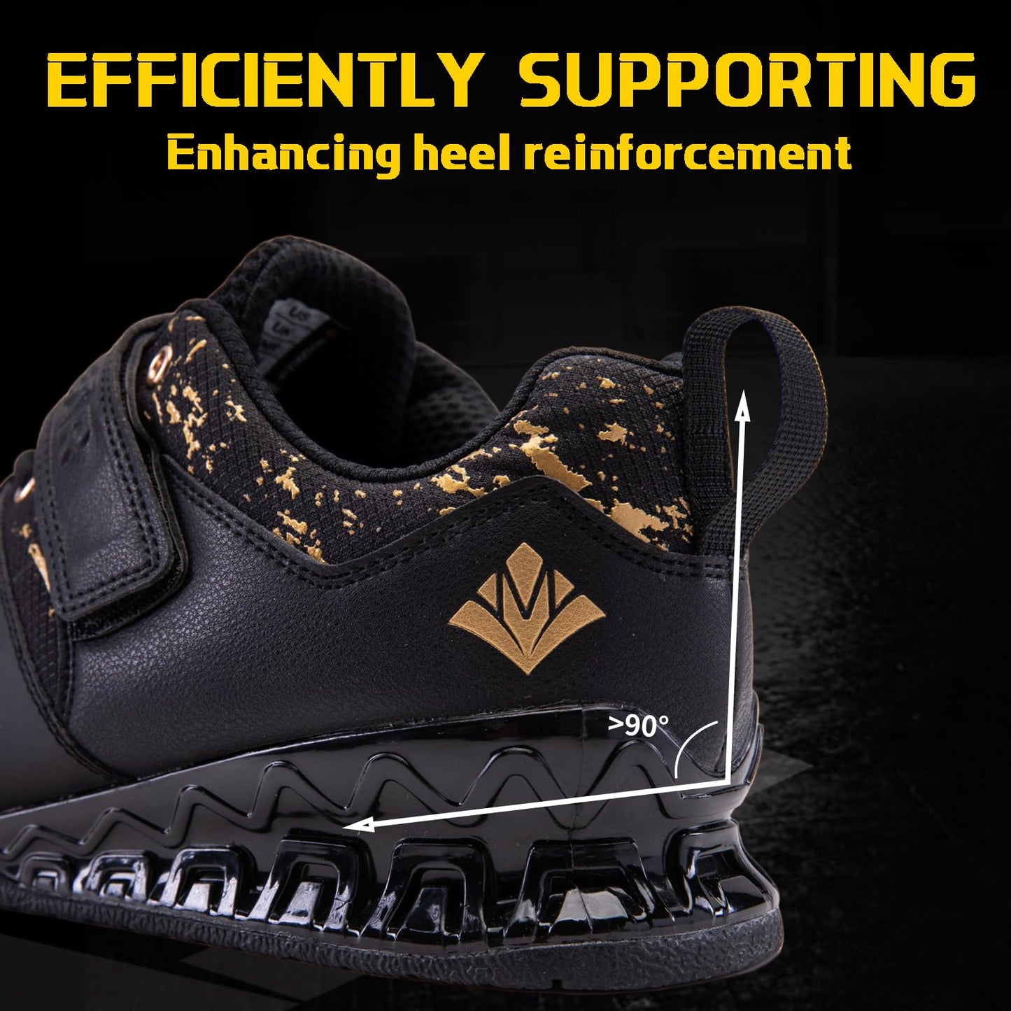 MANUEKLEAR Strong Anti-Slip Deadlift Lifting Squat Shoes for Men, Professional Training Weightlifting Shoes for Men and Women with Rubber Non-Slip Sole Obsidian Black