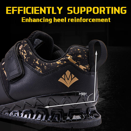MANUEKLEAR Strong Anti-Slip Deadlift Lifting Squat Shoes for Men, Professional Training Weightlifting Shoes for Men and Women with Rubber Non-Slip Sole Obsidian Black