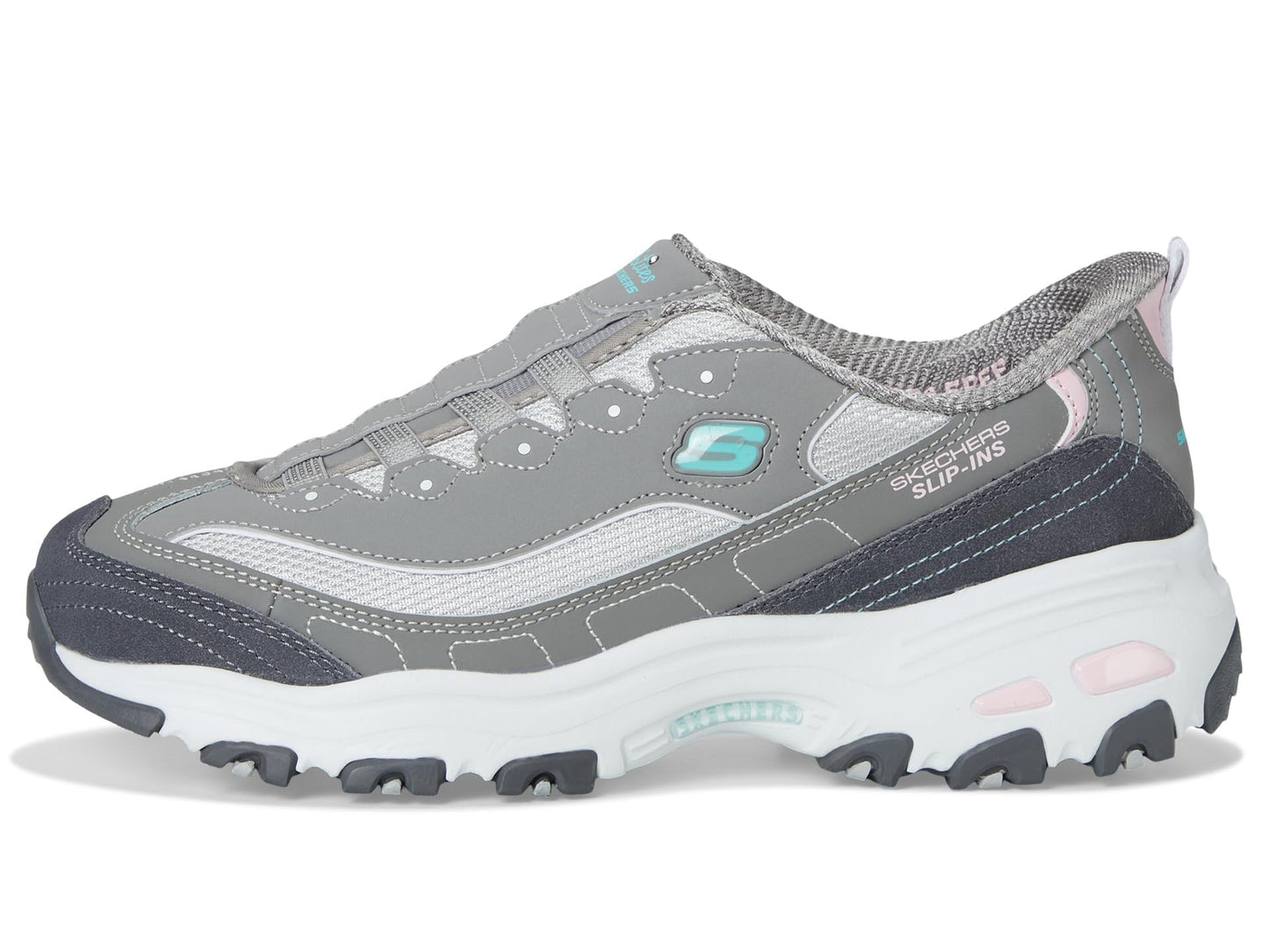 SKECHERS Womens D'Liteshands Free Slip-INS Grey Light Pink 5.5 Medium