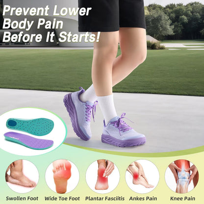 Women's Orthopedic Diabetic Wide Sneakers: Soft Arch Support Recovery Heel Spur Standing Sneakers, Fashion Plantar Fasciitis Hammer Toes Flat Feet Thick Sole Sports Shoes Purple Size 9