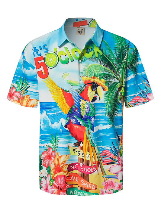 Hardaddy Men's Summer Hawaiian Shirts Funny Performence Printed Casual Button Down Bowling Shirt(Color12,3XL)