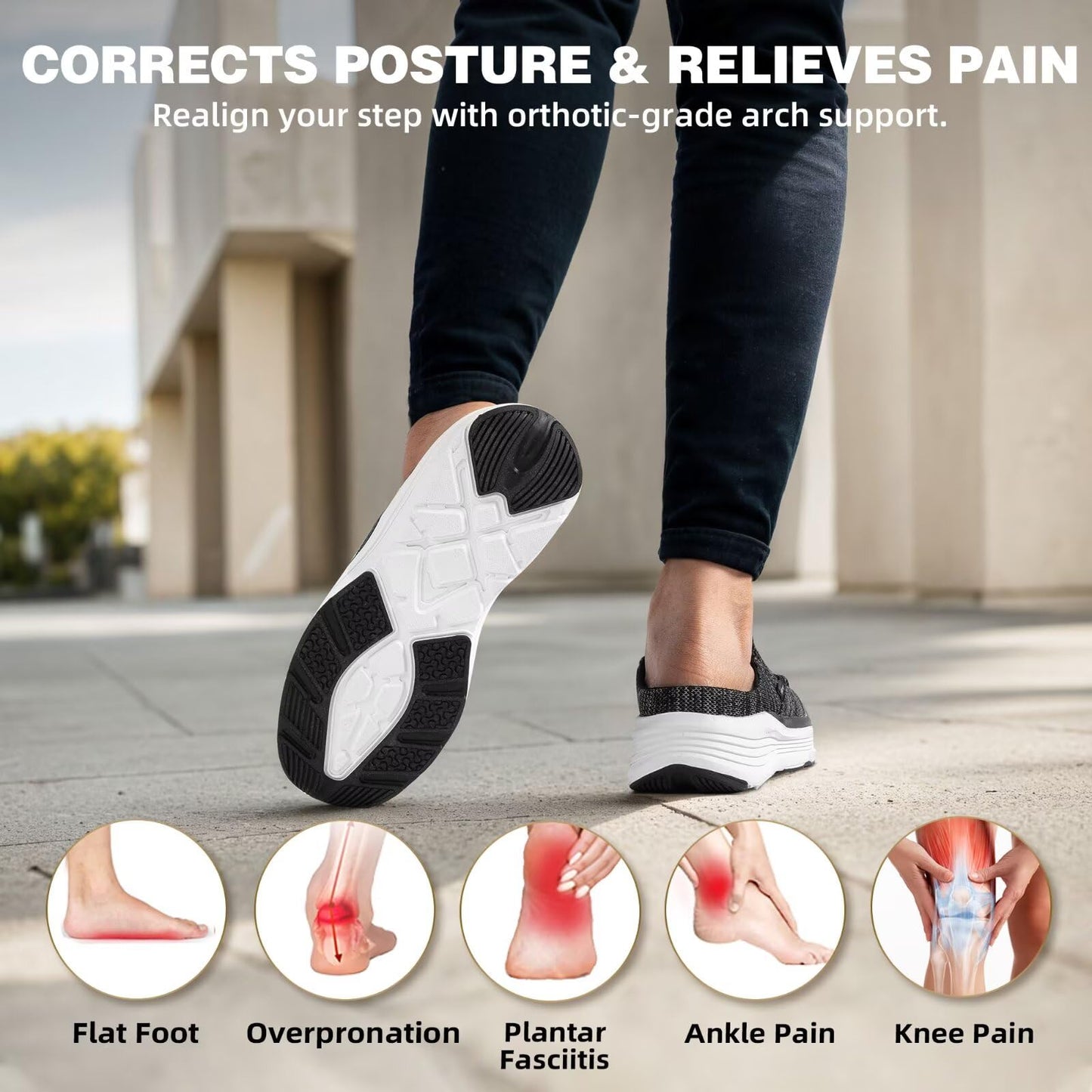 Women's Orthopedic Slip On Slippers Shoes: Comfortable Womens Slip-On for Flat Feet, Light-Weight Slippers for Plantar Fasciitis Relief, Cushioned Rubber Sole Loafers for Comfy Working Black Size 9