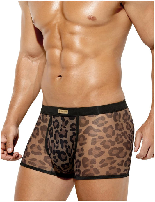 Arjen Kroos Men's Sexy Mesh Trunks Underwear Soft Breathable Boxer Briefs,BLACK LEOPARD-AK3028,Large