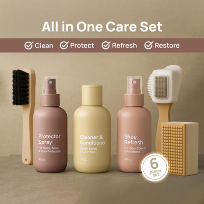 FORTIVO Suede Cleaning Kit Compatible for UGG Footwear - Sheepskin & Suede Gentle Cleaner and Conditioner, Protector Spray, Odor Remover, Suede Stain Nap Eraser, Dual Brush Set for UGG Shoes