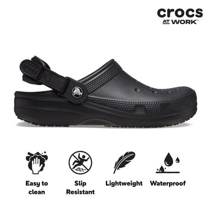 Crocs Unisex-Adult Classic Work Clogs | Enclosed Toe | Slip Resistant | All Day Comfort, Black, 5 Women/3 Men