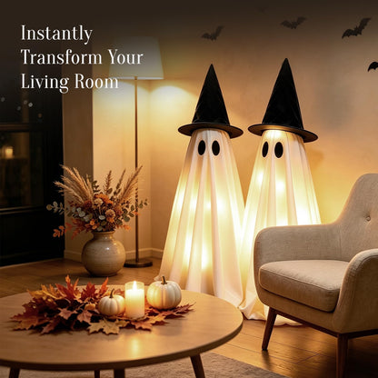 2Pack Halloween Ghost Decorations Outdoor/Indoor with Remote Lights