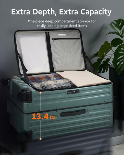 CENSIEN Luggage Sets 2 Pieces, 20 Inch Carry On Luggage and 29 Inch Checked Luggage with Spinner Wheels, Lightweight ABS+PC Hardshell Trunk Suitcases with Aluminum Frame, Top Opening (Green, 20/29)