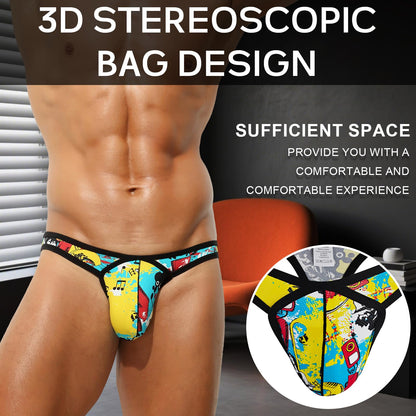 Men’s Thong Sexy Underwear Ice Silk Thong Athletic Supporter for Man, 1961DK-YY-1Pack, Small