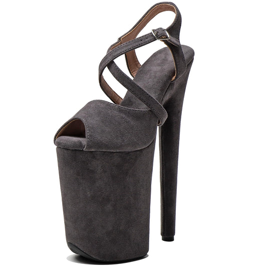 Women's 9 in Platform Heels Ankle-Strap Sexy, 23 CM Pole Dance High Heel Platform, Exotic Platform Pole Dancer Heels Shoes Stiletto 6 7 8 10 in US 10, Gray