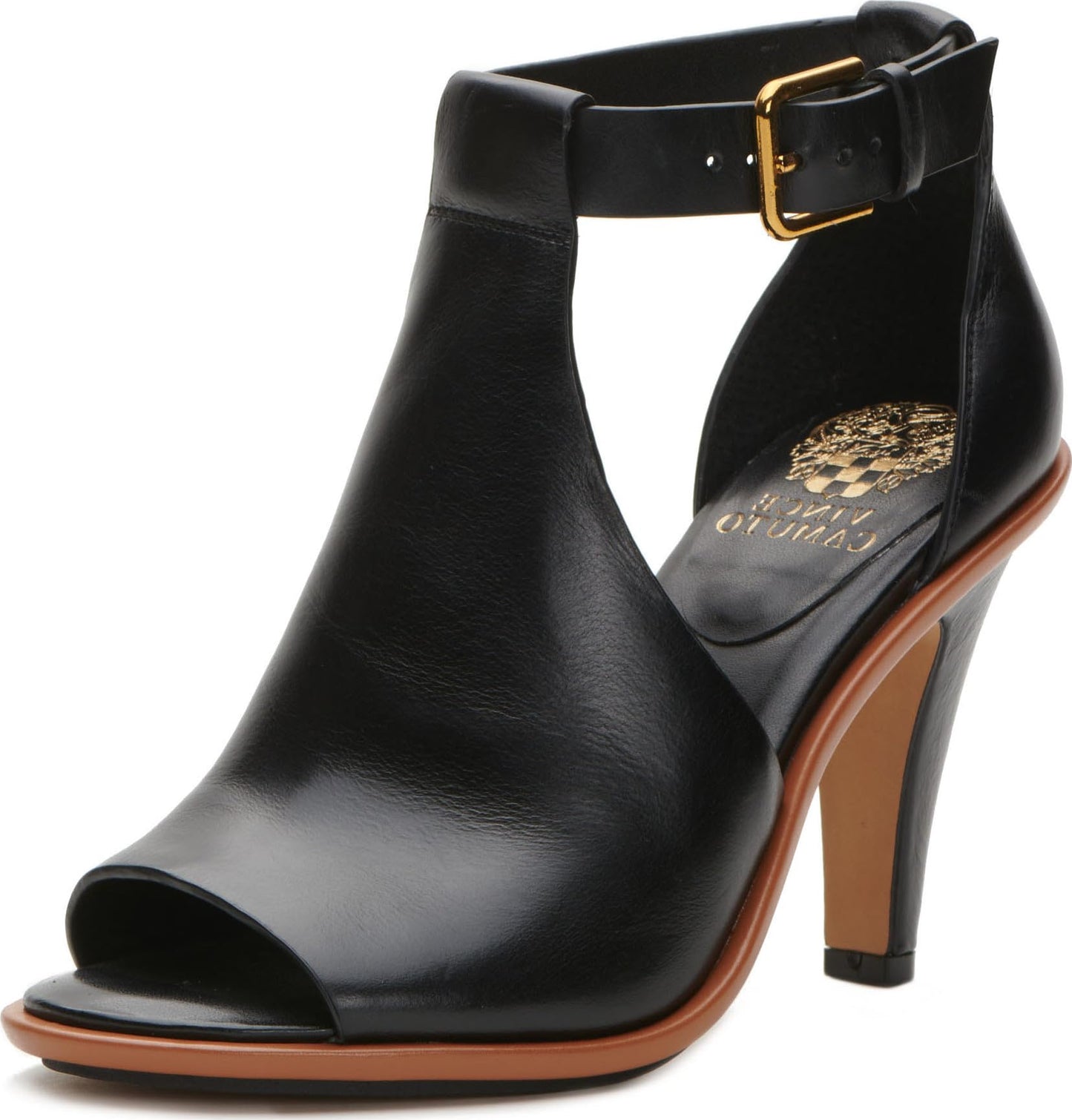 Vince Camuto Women's Frasper Buckle High Heel Sandal, Black, 7 M