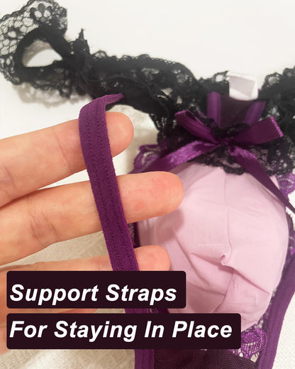 Mens Lace Frilly Thong Underwear, Bulge Pouch Panties Sissy Lingerie For Men Femboy (US, Alpha, One Size, Regular, Regular, Purple)