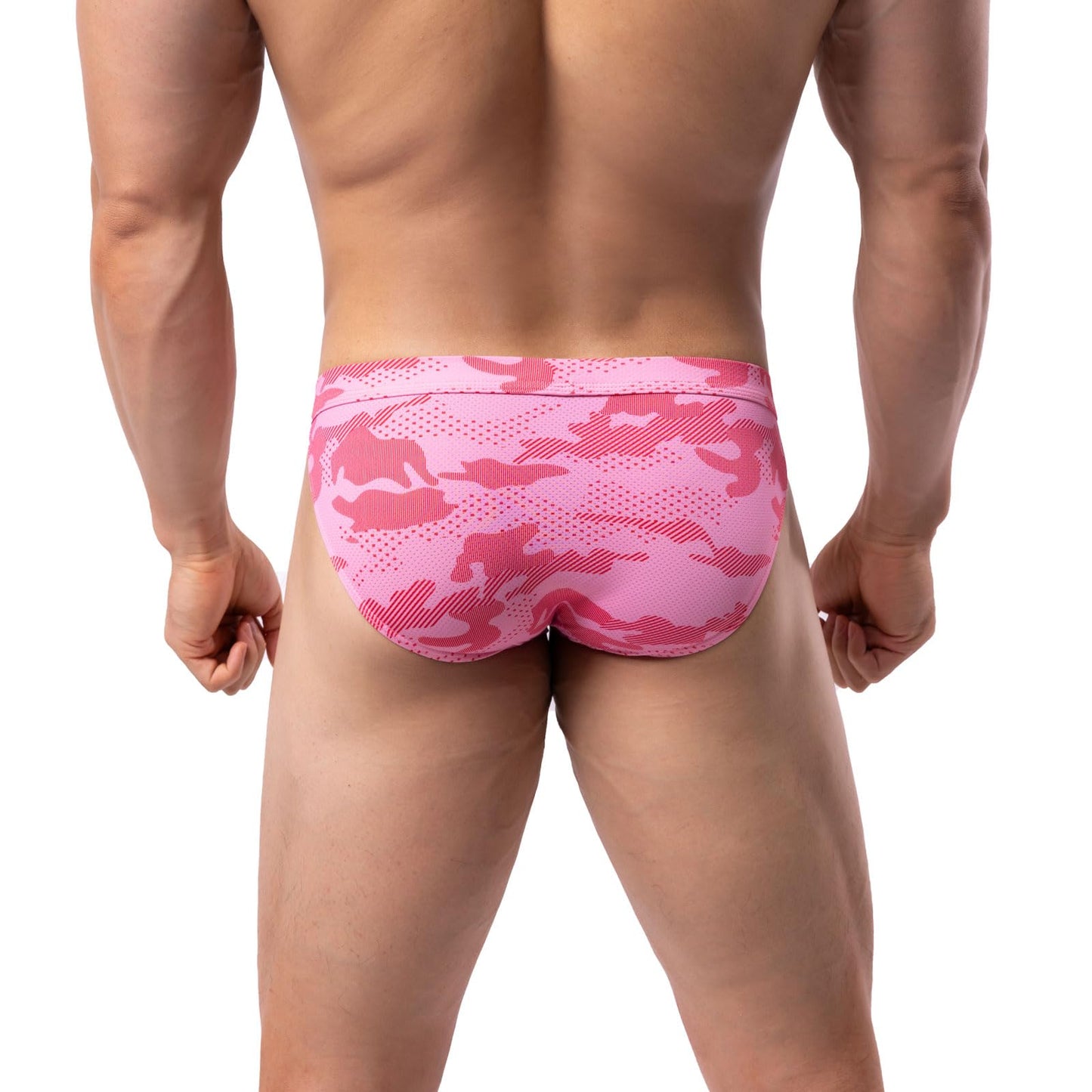 Mens Bikini Briefs Low Rise Bulge Pouch Underwear Soft Lightweight Micro Mesh Underpants, Pink, Medium