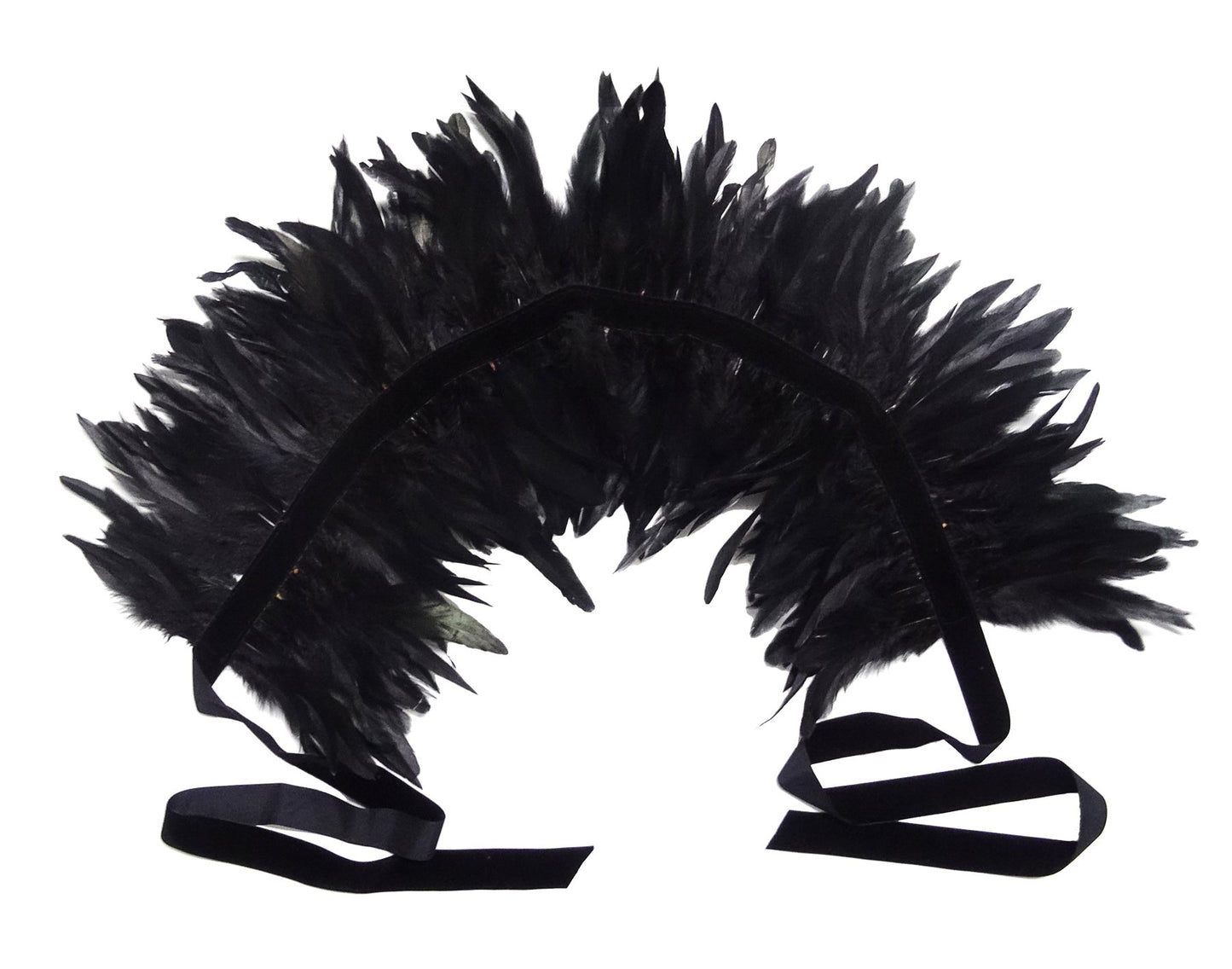 Victorian Real Natural Feather Shrug Shawl Shoulder Wrap Cape Gothic Collar (Black)
