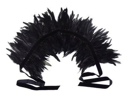 Victorian Real Natural Feather Shrug Shawl Shoulder Wrap Cape Gothic Collar (Black)