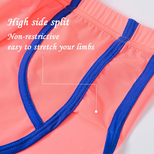 JINSHI Men’s Silk See Thru Boxer Briefs Sexy Mesh Lingeries High Split Bulge Pouch Boxers Shorts Mens Ultra Thin Underwear Orange XXL