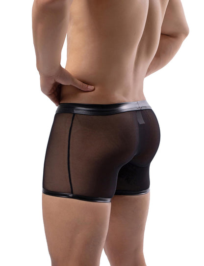 comeondear Mens Sexy Underwear Shorts Pants with Removable Pouch See Through Lace Boxer Briefs Erotic Gay Underwear for Men Cumdump Clubwear Black
