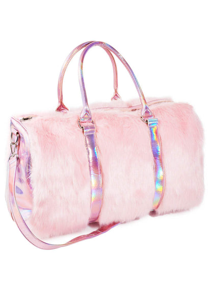 Dolls Kill Shagadelic Weekender by Sugar Thrillz - Pink Faux Fur Bag With Adjustable Straps, Perfect for Travel