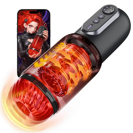 Male Masturbator Sex Toys for Men – CHARMIY APP Control Pocket Pussy Stroker with 5 Thrusting Rotating Licking & Sucking Modes, Waterproof Interactive Toy Penis Pump with CVT Speed & Power Display