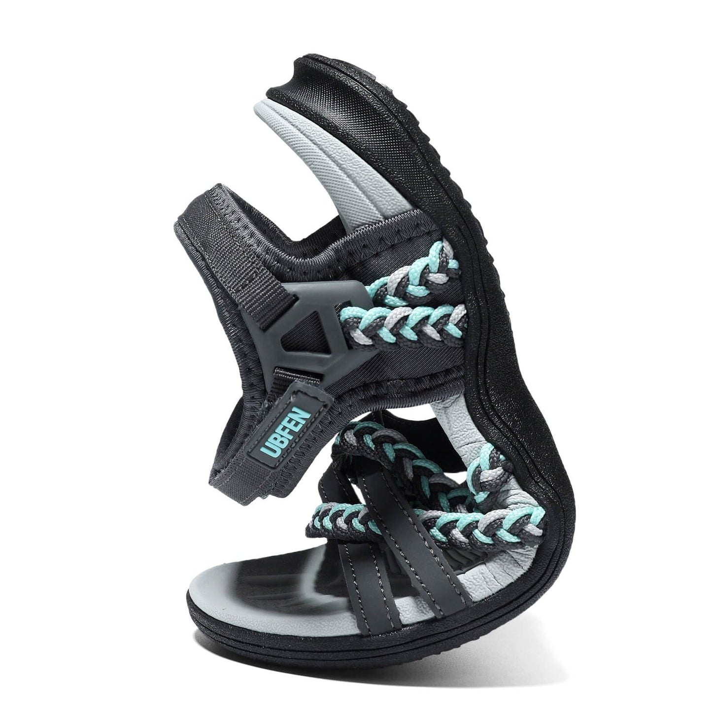 UBFEN Womens Hiking Comfort Sport Sandals Beach Vacation Camping Casual Sport Sandals with Adjustable Straps and Arch Support Size US 10 Gray Mint