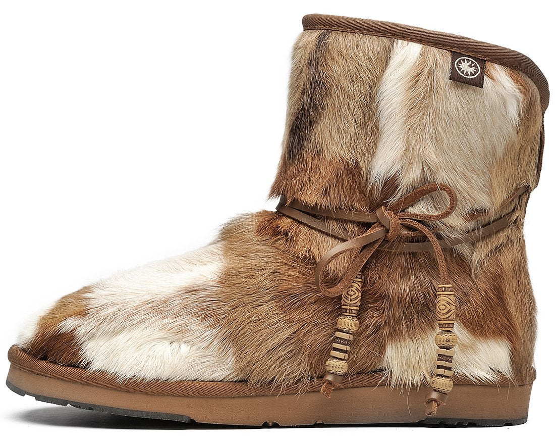 AUMU Women's Classic Mini Sheepskin Winter Boot Fur Boot Chestnut Size 9