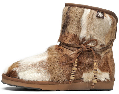AUMU Women's Classic Mini Sheepskin Winter Boot Fur Boot Chestnut Size 9