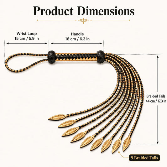 Genuine Leather 9-Tail Horse Whip