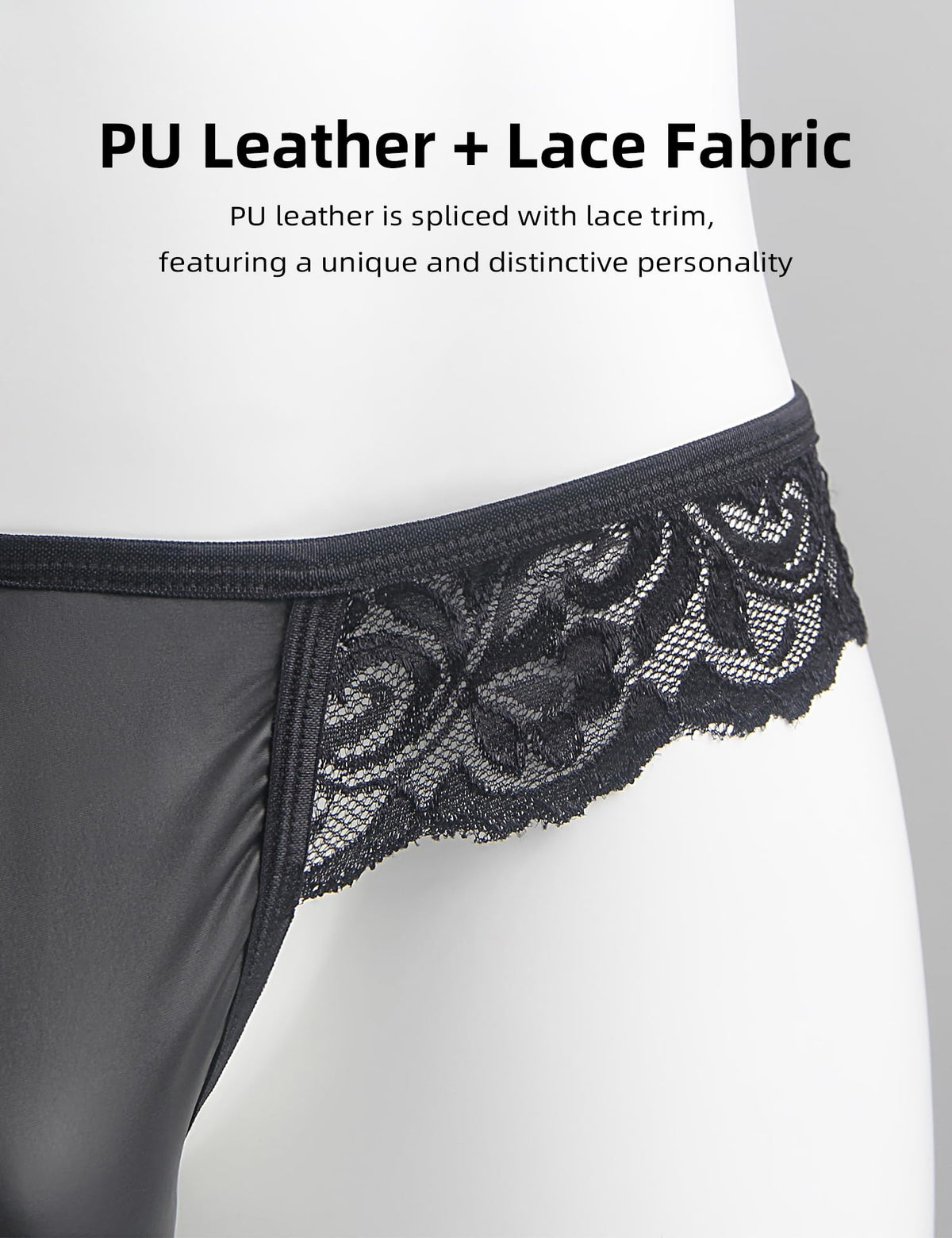 Men's Thong Underwear Lace Sexy G-String Thong 3D Pouch Trunks