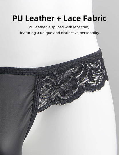 Men's Thong Underwear Lace Sexy G-String Thong 3D Pouch Trunks