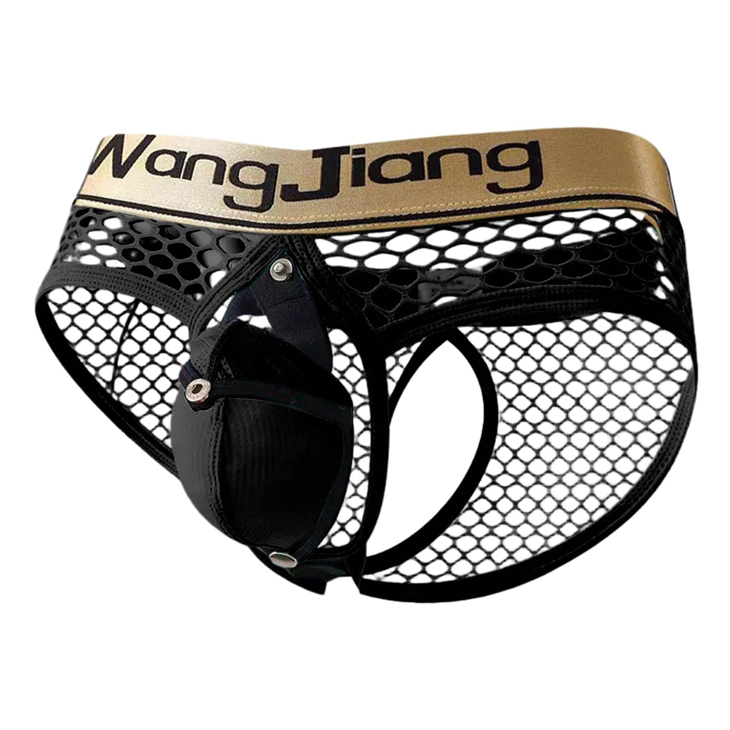 Kinizpl Men's Jockstrap Underwear Breathable Mesh Adjustable Underwears with Removeable Pouch Men Jock Strap Athletic Supporters Black