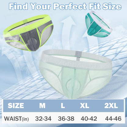Mens Dual Pouch Underwear Mesh Briefs Sexy Bikini Pouch See Through Bulge Underpants